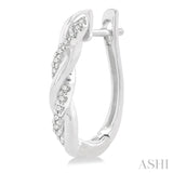 1/10 ctw Entwined Front Round Cut Diamond Fashion Hoop Earring in 10K White Gold