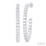 1/2 ctw French Pave Set Round Cut Diamond Fashion Half Hoop Earring in 14K White Gold