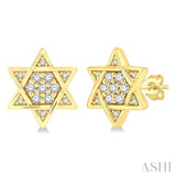 1/6 ctw Petite Star of David Round Cut Diamond Fashion Stud Earring in 10K Yellow Gold