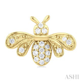 1/8 ctw Petite Bumble Bee Round Cut Diamond Fashion Stud Earring in 10K Yellow Gold