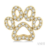 1/4 ctw Petite Dog Paw Round Cut Diamond Fashion Stud Earring in 10K Yellow Gold