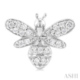 1/8 ctw Petite Bumble Bee Round Cut Diamond Fashion Stud Earring in 10K White Gold