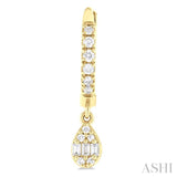 1/3 ctw Petite Pear Shape Fusion Diamond Fashion Huggies in 10K Yellow Gold
