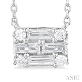 1/4 ctw Fusion Baguette and Round Cut Diamond Pendant With Chain in 14K White Gold