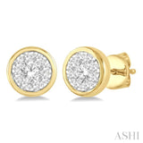 1/3 ctw Medallion Lovebright Round Cut Diamond Bezel Stud Earring in 14K Yellow and White Gold