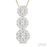 1/3 ctw Lovebright 3 stone Essential Round Cut Diamond Pendant with Chain in 14K Yellow and White Gold