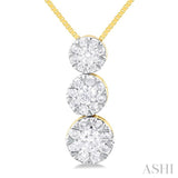 1/4 ctw Lovebright 3 stone Essential Round Cut Diamond Pendant with Chain in 14K Yellow and White Gold