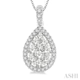 1/3 Ctw Pear Shape Diamond Lovebright Pendant in 14K White Gold with Chain