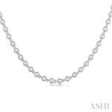 1 1/4 ctw Bezel Set Round Cut Diamond Tennis Necklace in 14K White Gold