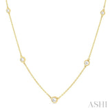 1/2 ctw Bezel Set Round Cut Diamond Station Necklace in 14K Yellow Gold