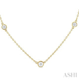 1/2 ctw Bezel Set Round Cut Diamond Station Necklace in 14K Yellow Gold