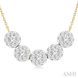 3/4 Ctw 5-Stone Circular Mount Lovebright Round Cut Diamond Necklace in 14K Yellow & White Gold