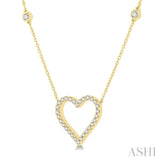 1/2 ctw Heart Pendant Round Cut Diamond Fashion Station Necklace in 10K Yellow Gold