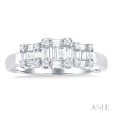 1/2 ctw Past, Present & Future Baguette and Round Cut Diamond Fusion Fashion Ring in 14K White Gold